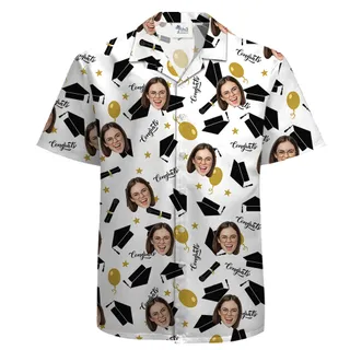 Congrats Graduation Cotton Hawaiian Shirt With 1-5 Faces