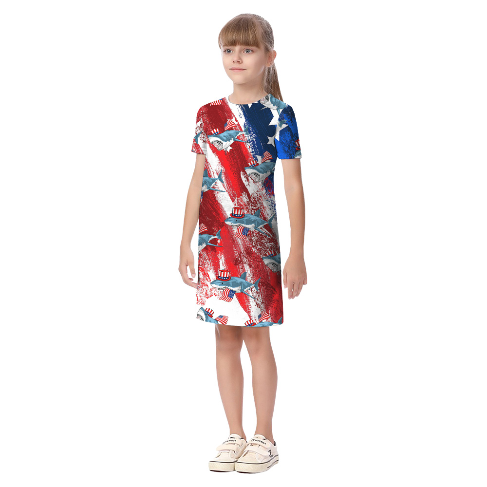 Patriotic Shark 4th Of July Matching Hawaiian Outfits For Family