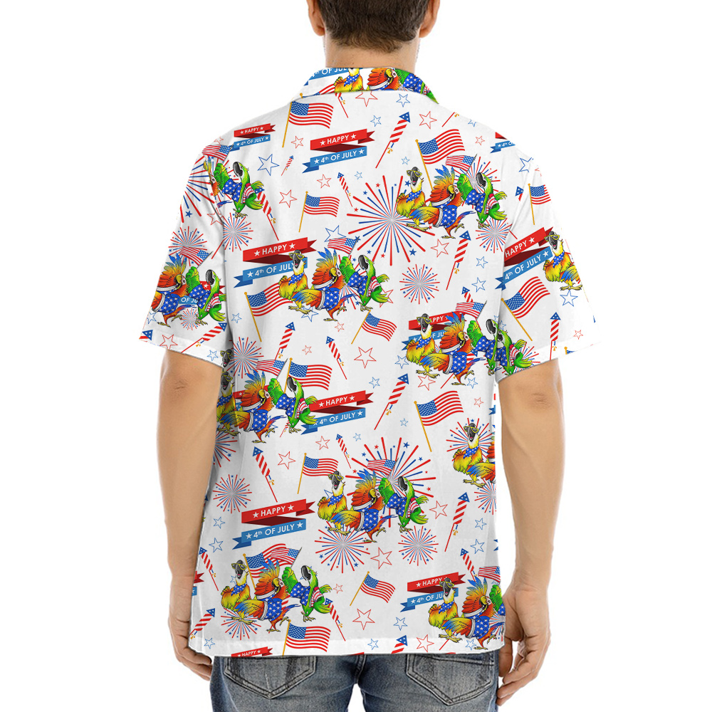 Happy Independence Day Parrot Hawaiian Shirt