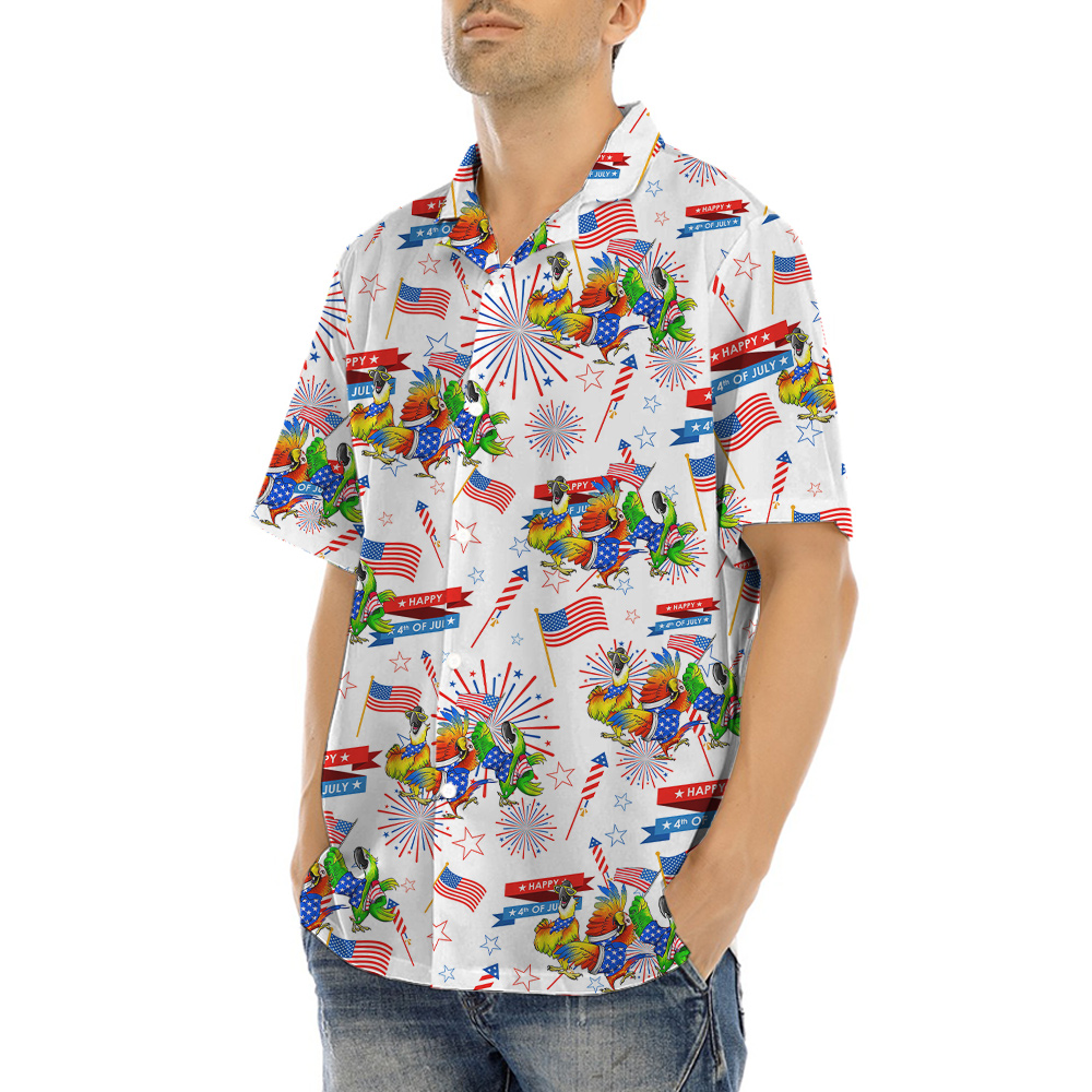 Happy Independence Day Parrot Hawaiian Shirt