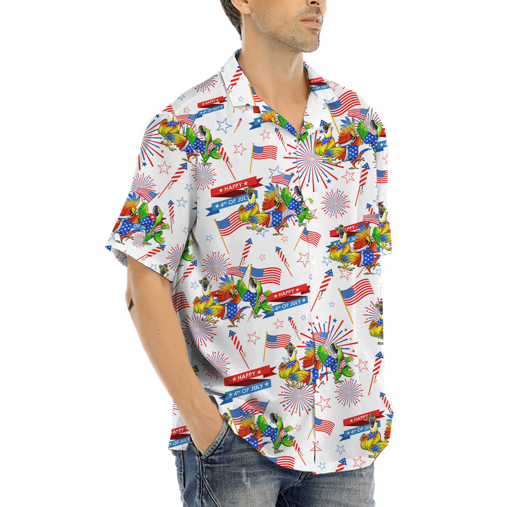 Happy Independence Day Parrot Hawaiian Shirt