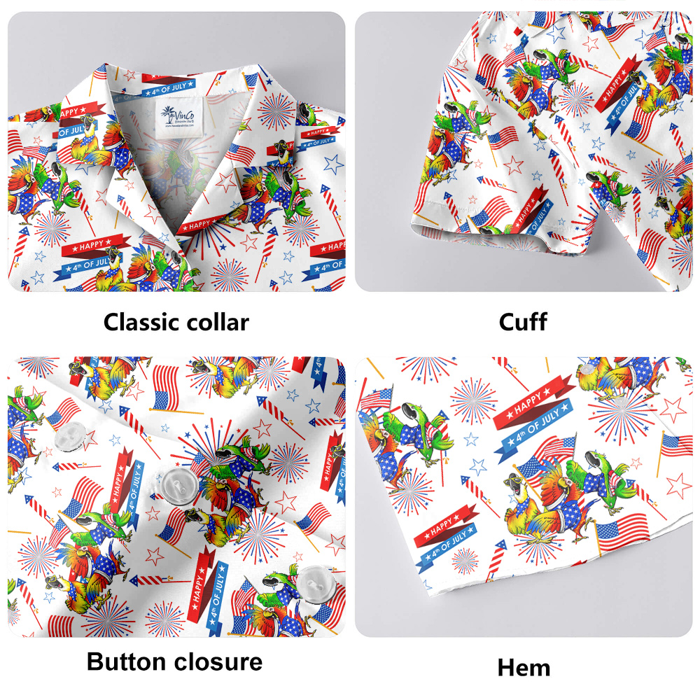 Happy Independence Day Parrot Hawaiian Shirt
