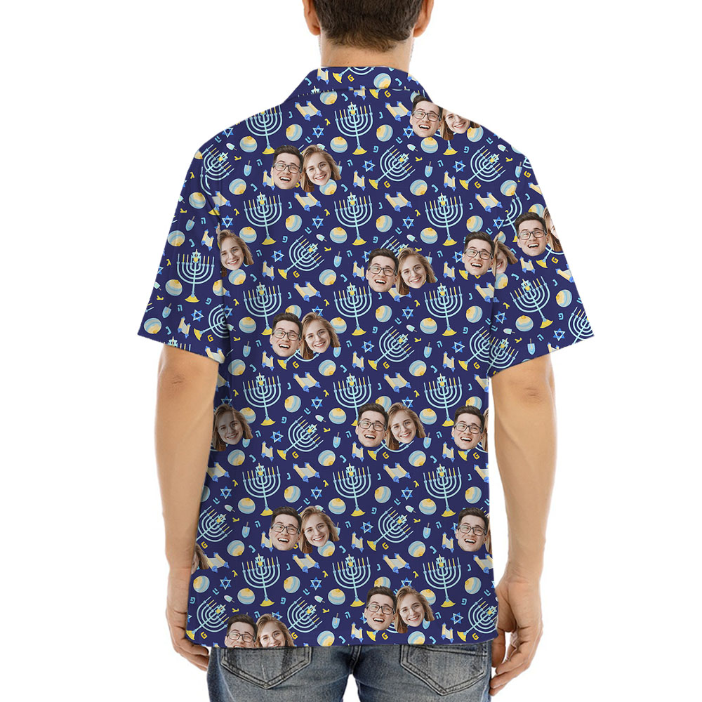 Custom Face Menorah Button Shirt
