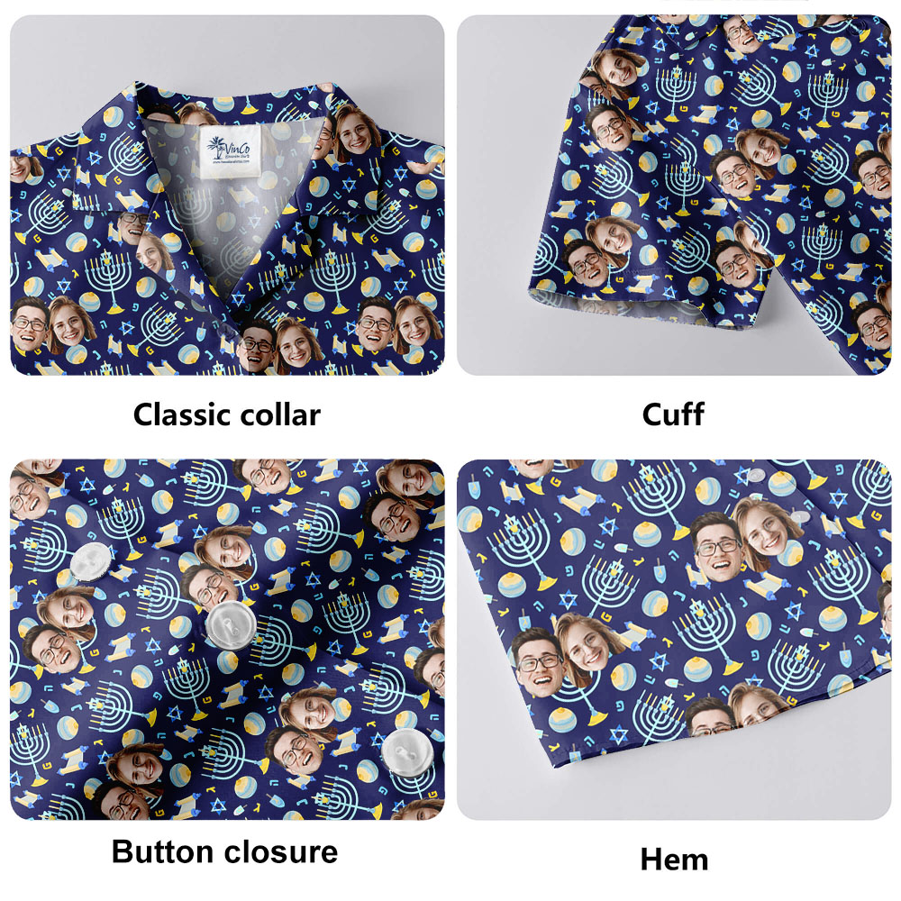 Custom Face Menorah Button Shirt