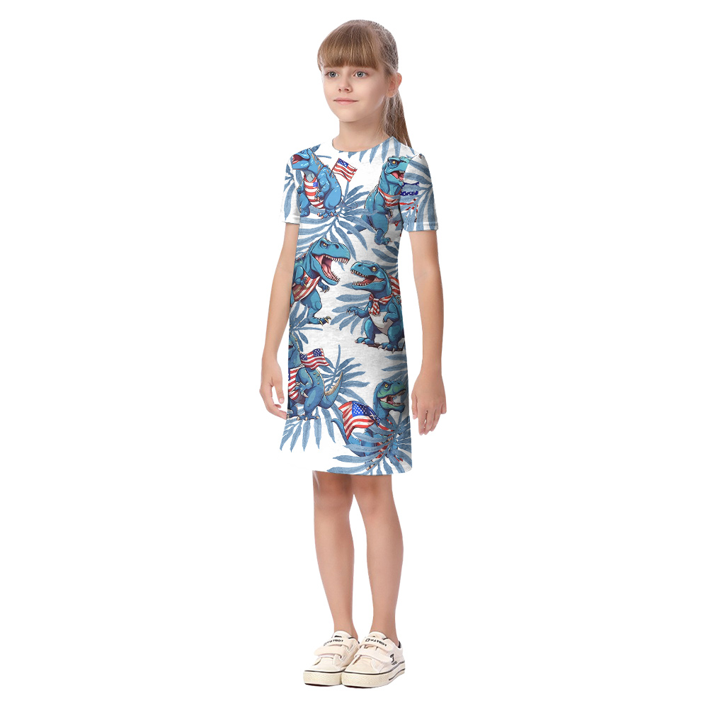 4th Of July Dinosaur Matching Family Hawaiian Outfits