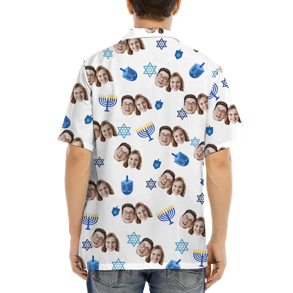 Custom Hanukkah Button Up Shirt With 1-5 Faces