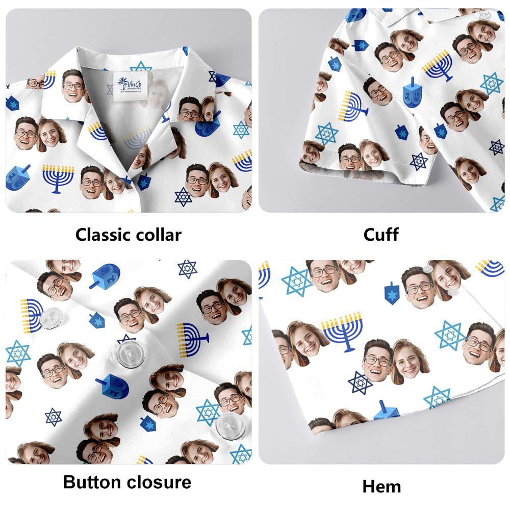 Custom Hanukkah Button Up Shirt With 1-5 Faces