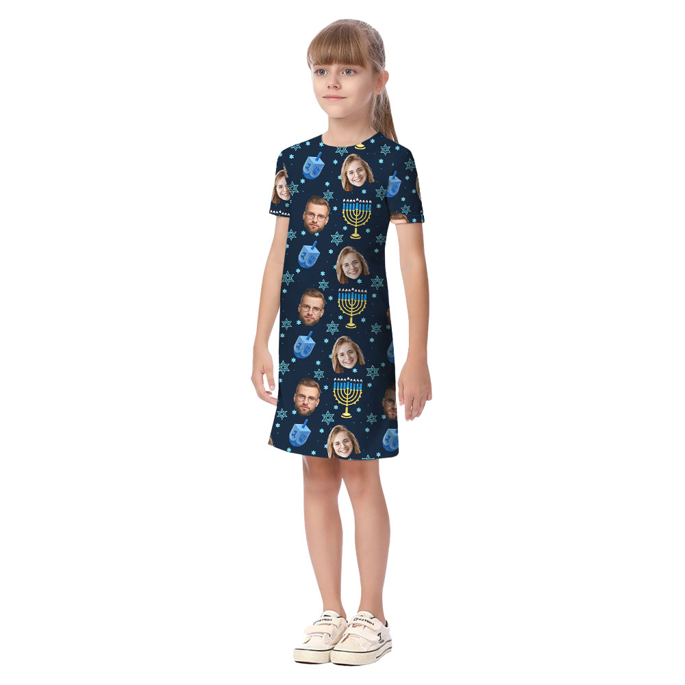 Custom Face Hanukkah Matching Family Hawaiian Shirt