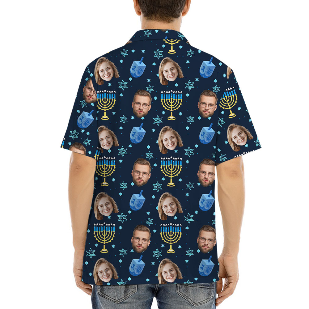 Custom Hanukkah Hawaiian Shirt With Faces