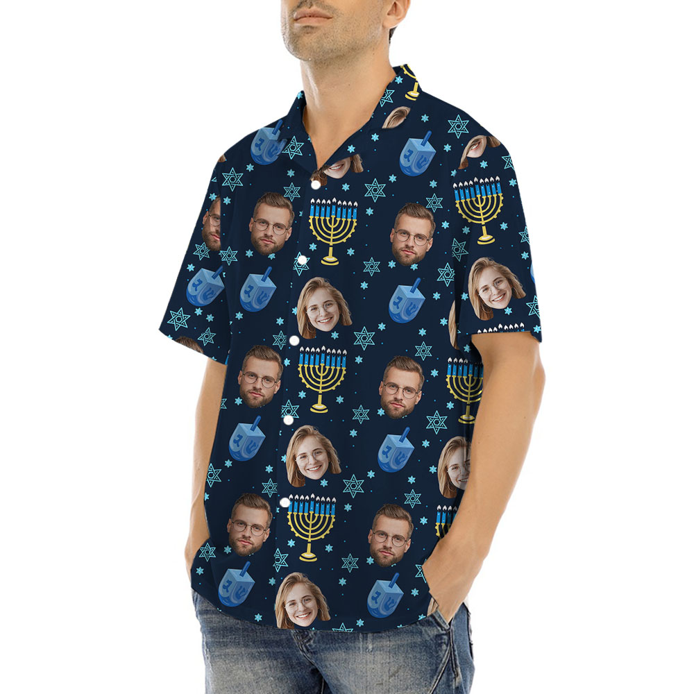 Custom Hanukkah Hawaiian Shirt With Faces