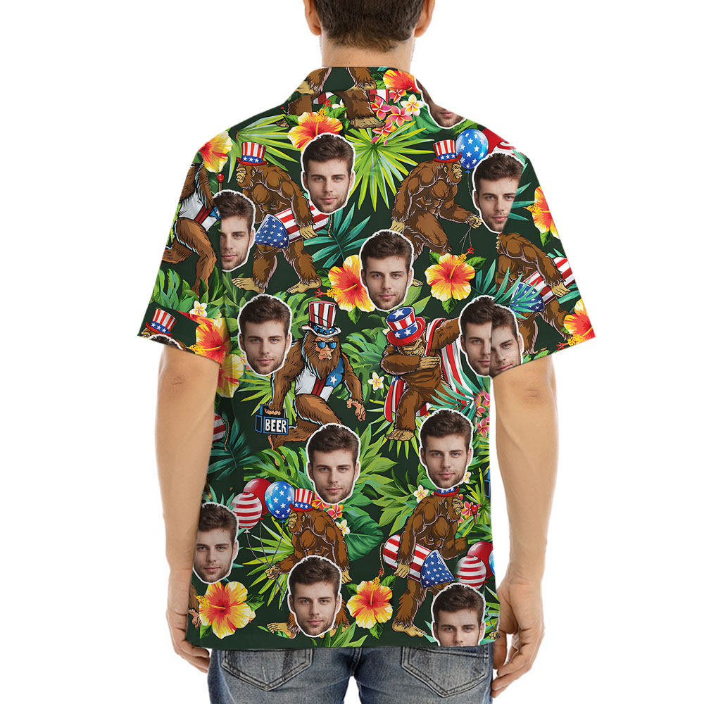 Bigfoot 4th Of July Hawaiian Shirt With 1-5 Faces