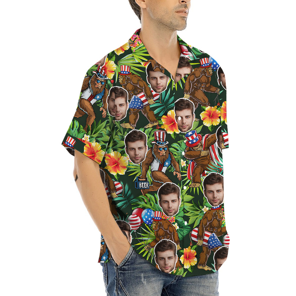 Bigfoot 4th Of July Hawaiian Shirt With 1-5 Faces