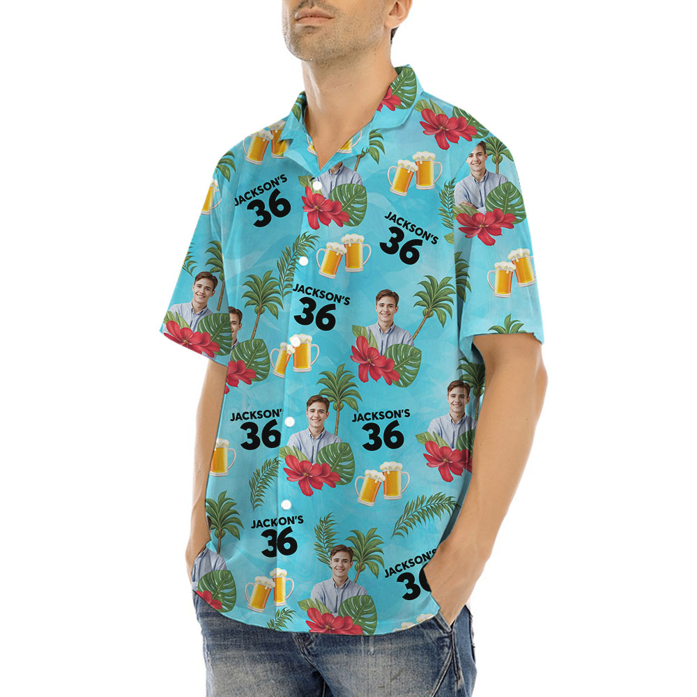 Birthday Custom Up To 5 Face Hawaiian Shirt With Beer Cheer