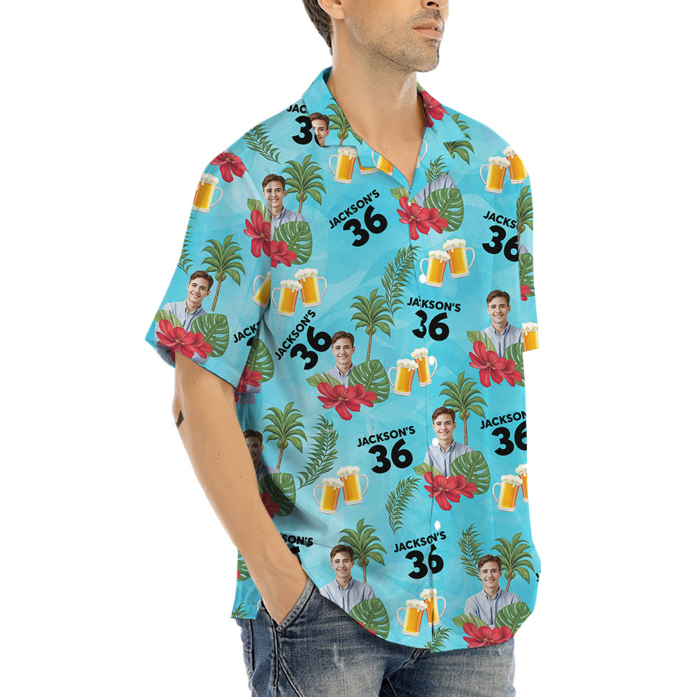 Birthday Custom Up To 5 Face Hawaiian Shirt With Beer Cheer