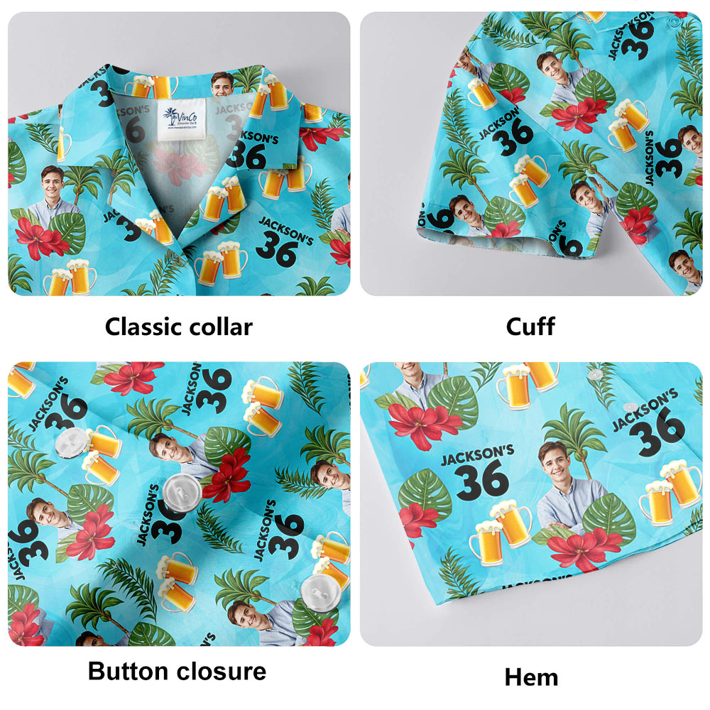 Birthday Custom Up To 5 Face Hawaiian Shirt With Beer Cheer