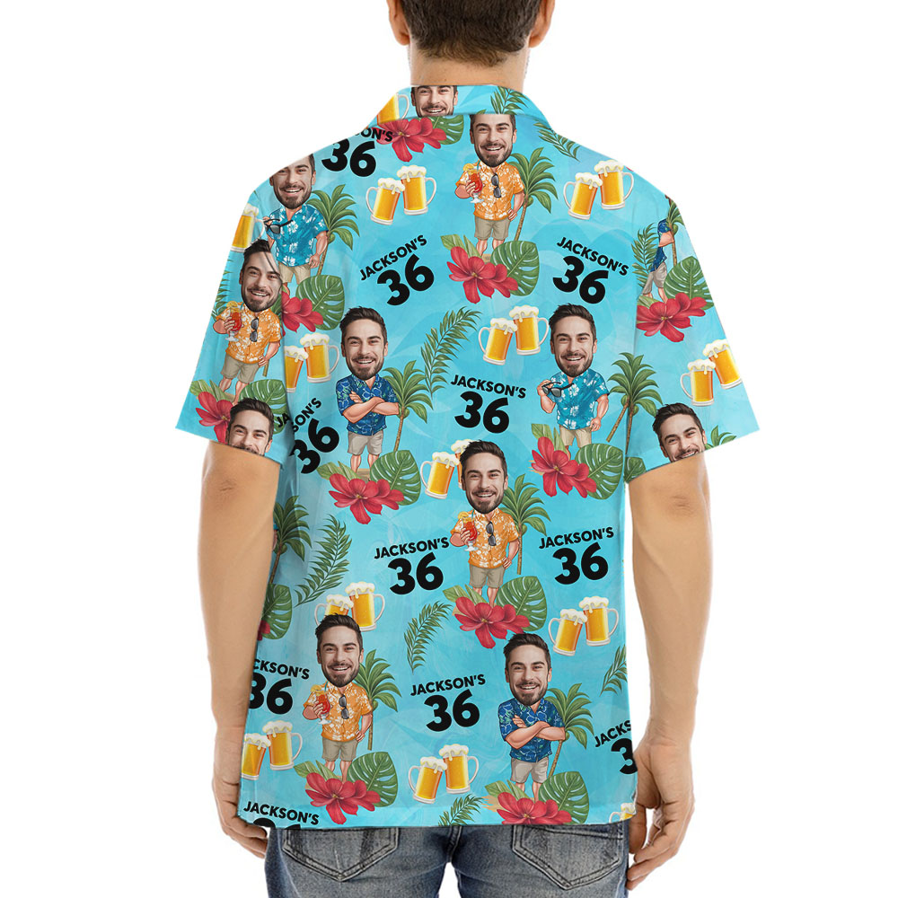 Birthday Personalized Face Hawaiian Shirt With Age