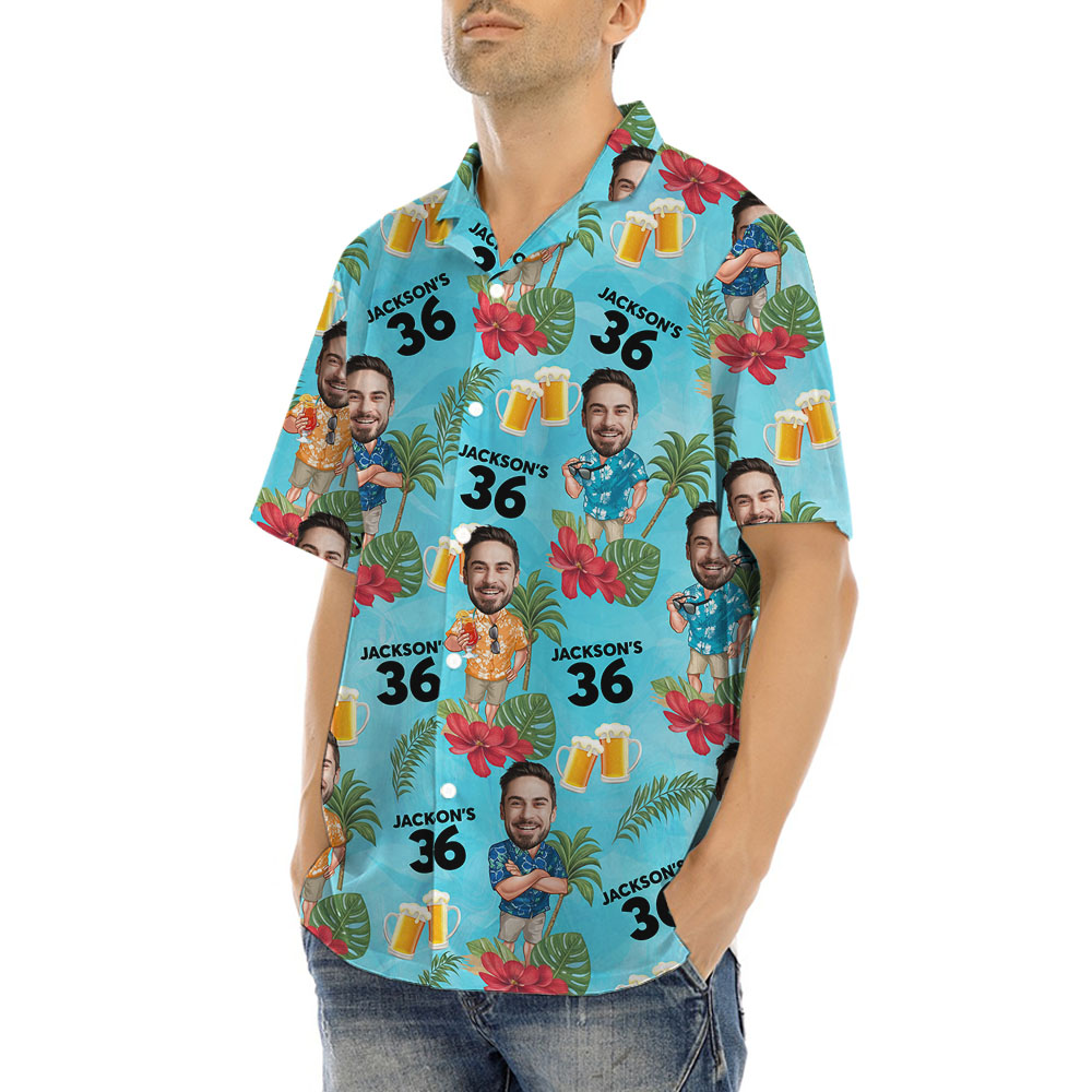 Birthday Personalized Face Hawaiian Shirt With Age