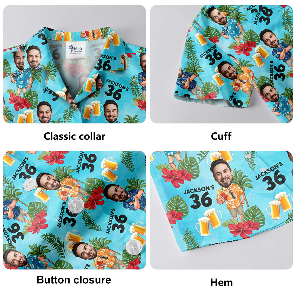Birthday Personalized Face Hawaiian Shirt With Age