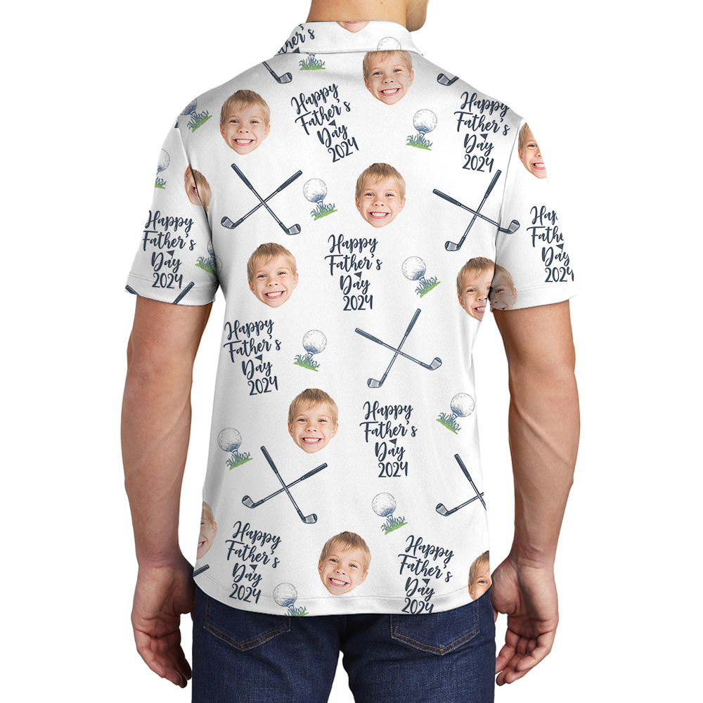 Happy Father’s Day Custom Kid Faces Polo Goft Shirt
