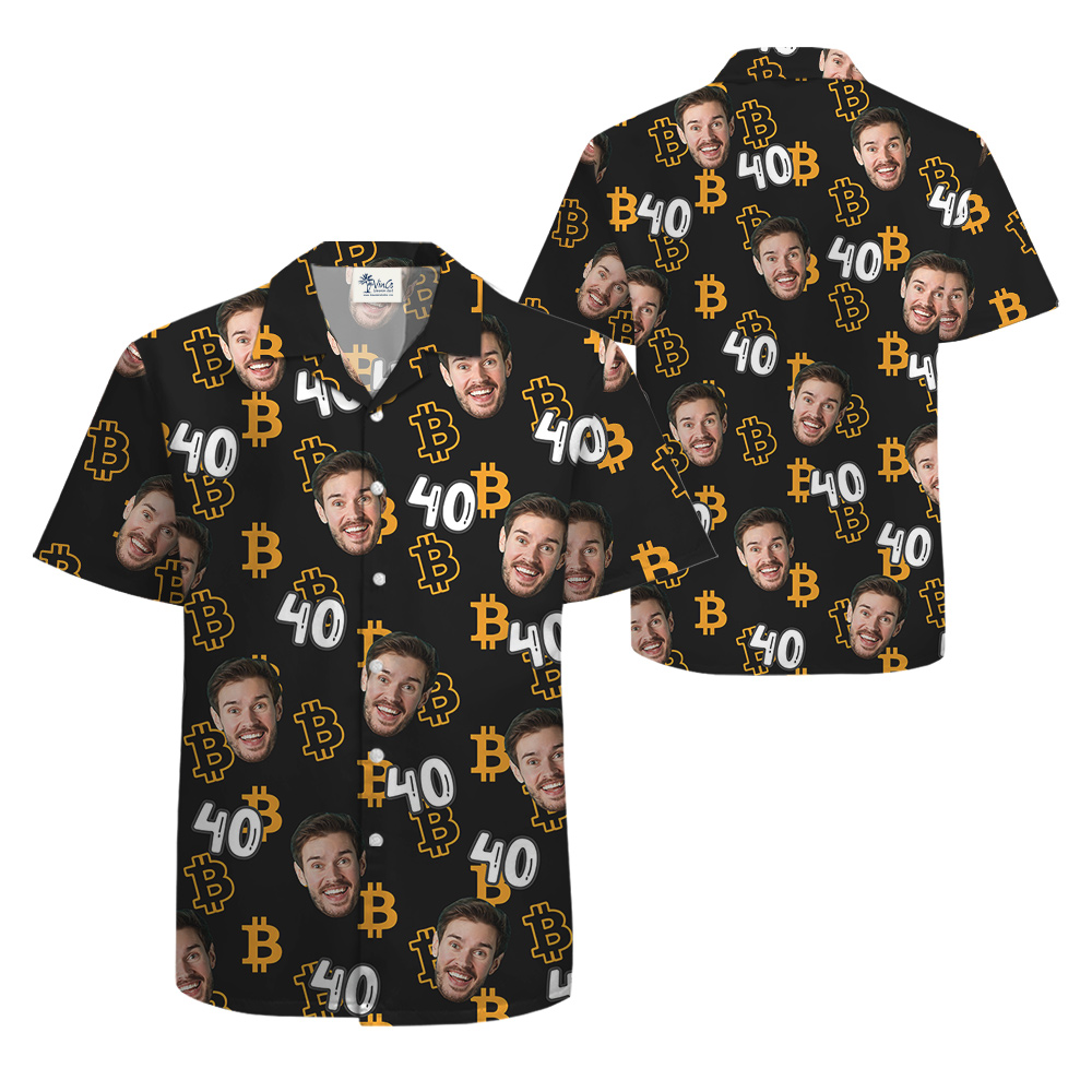 Bitcoin Themed Custom Face and Age Male Hawaiian Shirt
