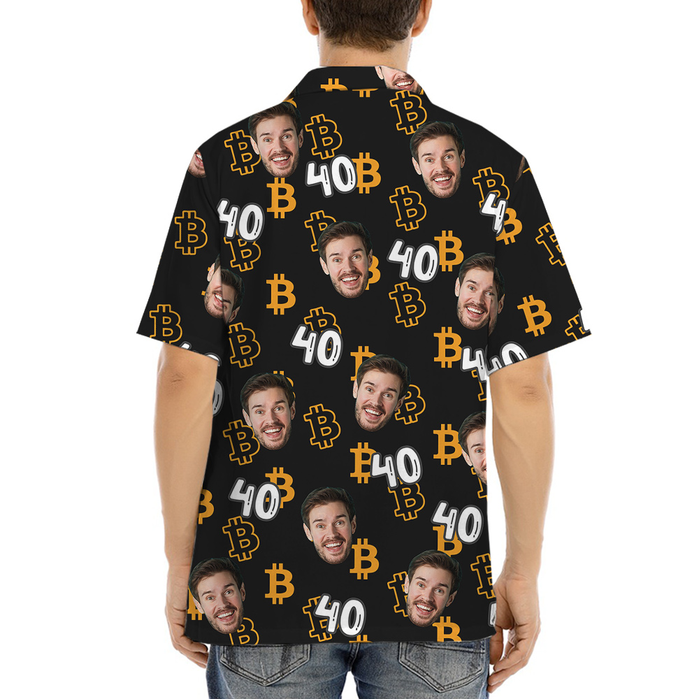 Bitcoin Themed Custom Face and Age Male Hawaiian Shirt