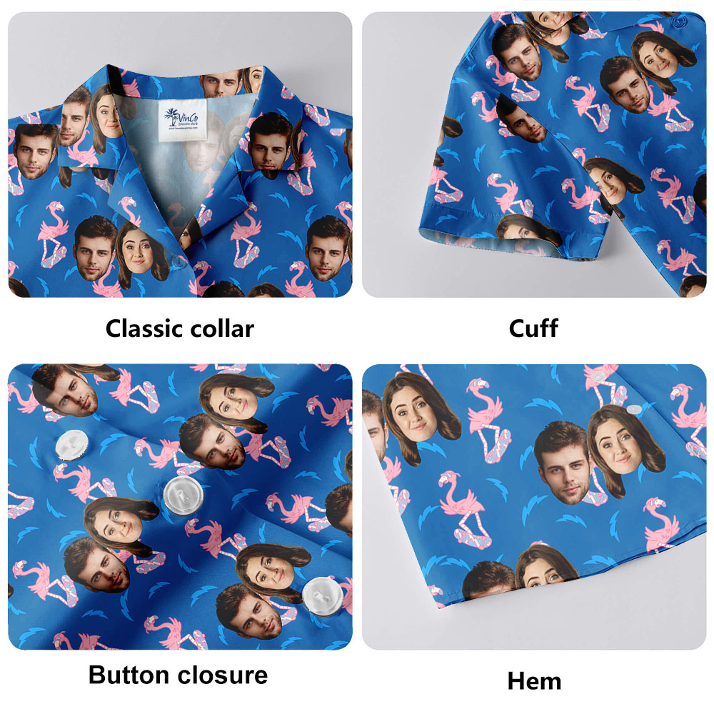 Flamingo Personalized Hawaiian Shirt With 1-5 Faces