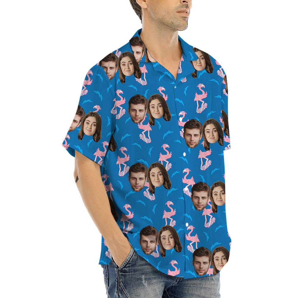 Flamingo Personalized Hawaiian Shirt With 1-5 Faces