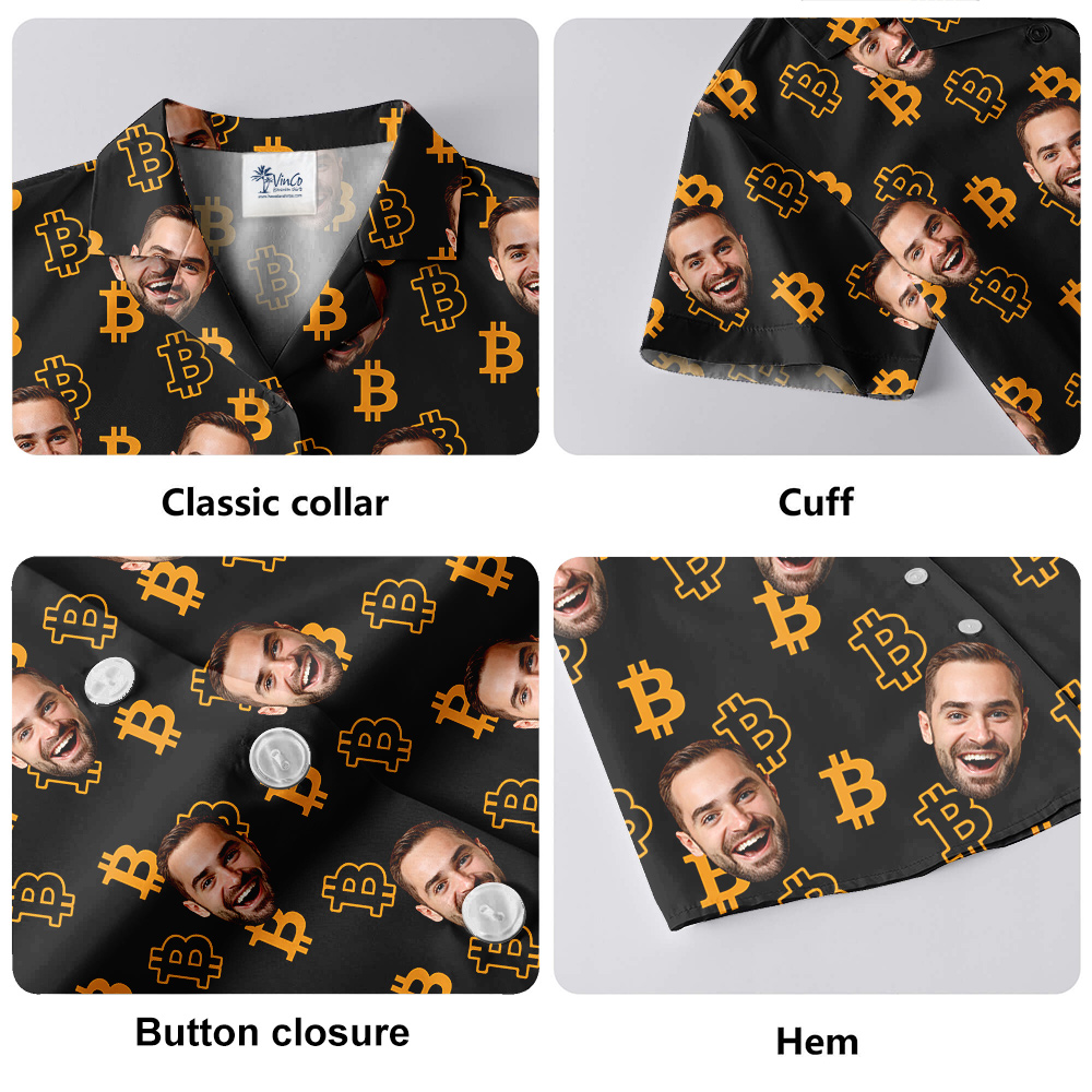 Bitcoin Custom 1-4 Faces Printed Hawaiian Shirt