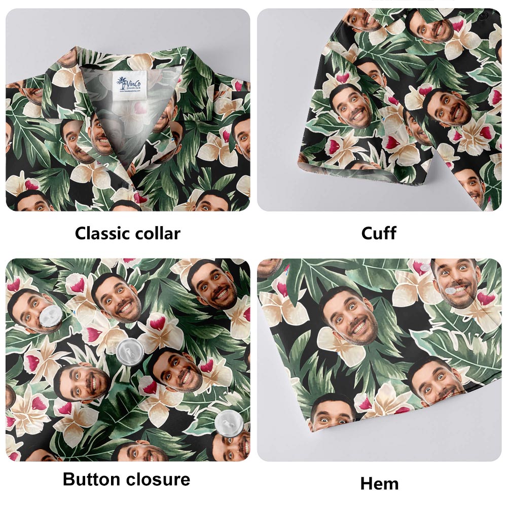 Floral Men's Custom Shirt With Different Faces