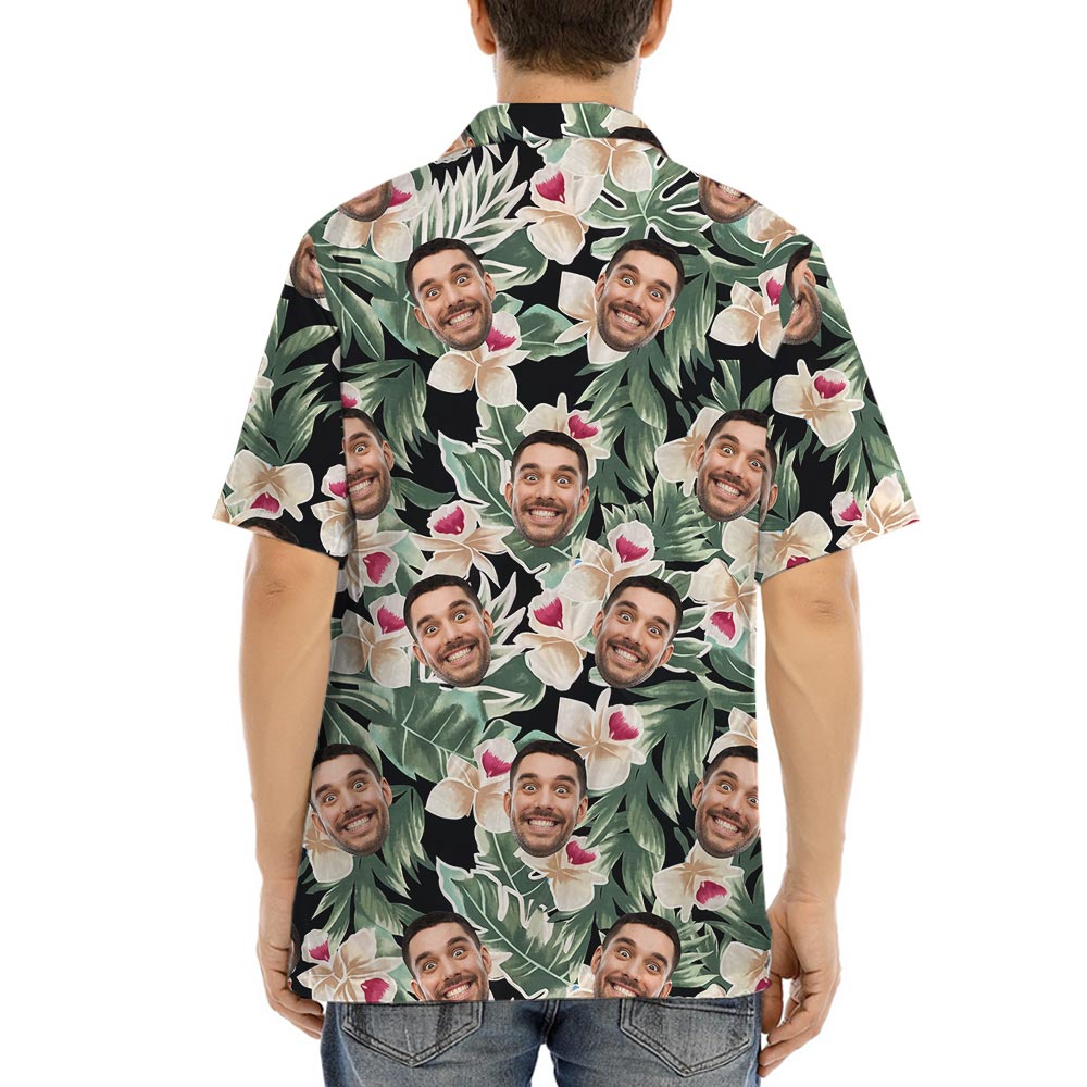 Floral Men's Custom Shirt With Different Faces