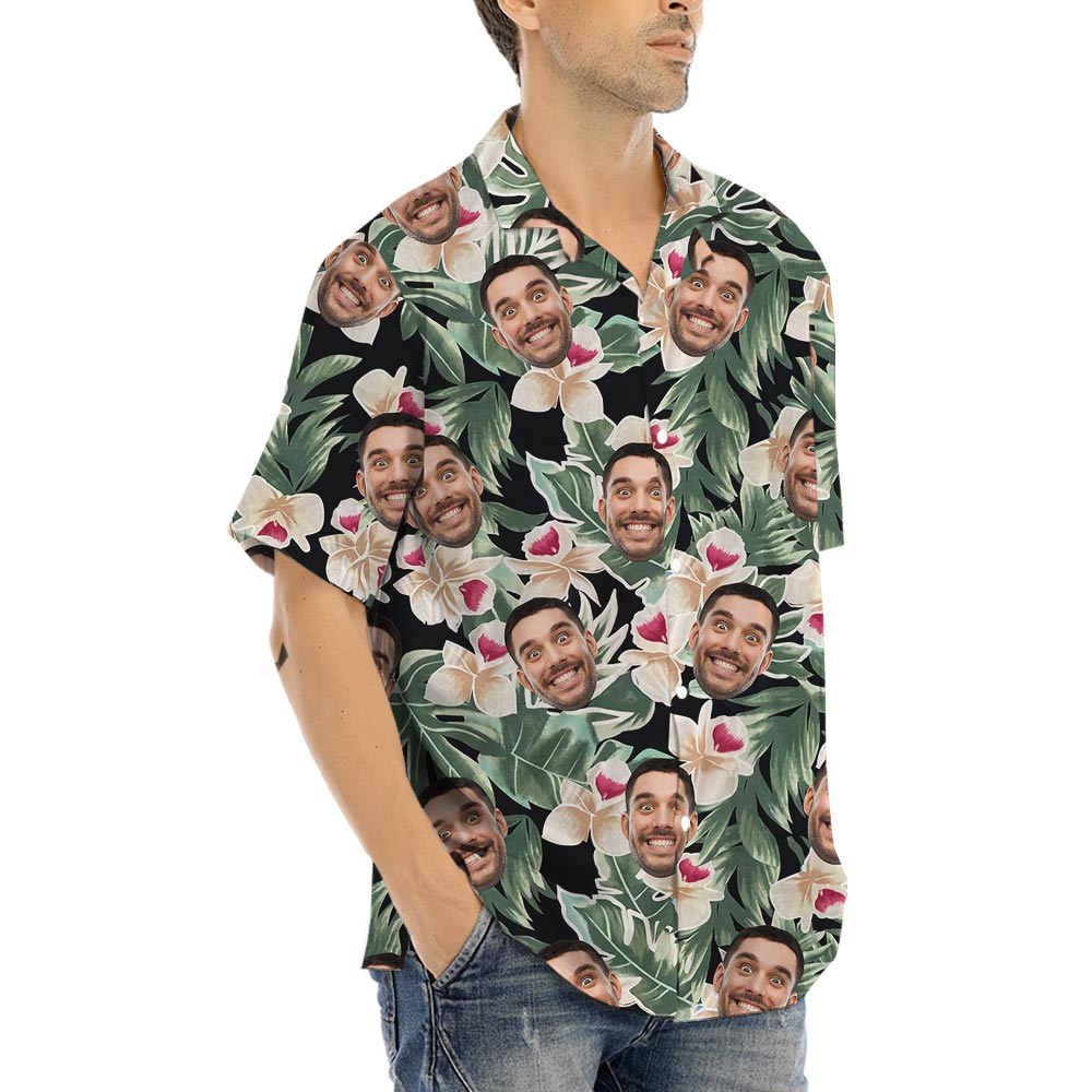 Floral Men's Custom Shirt With Different Faces