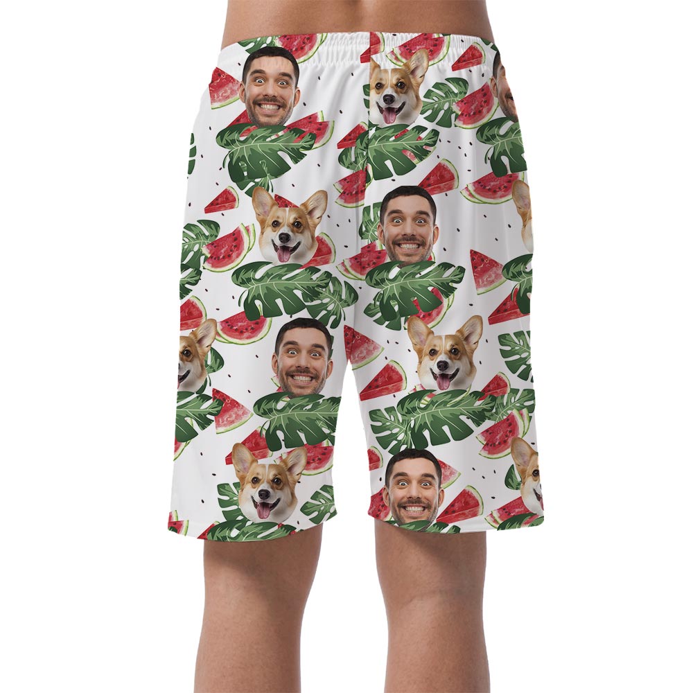 Custom Melon Tropical Men's Shorts With Dog And Owner