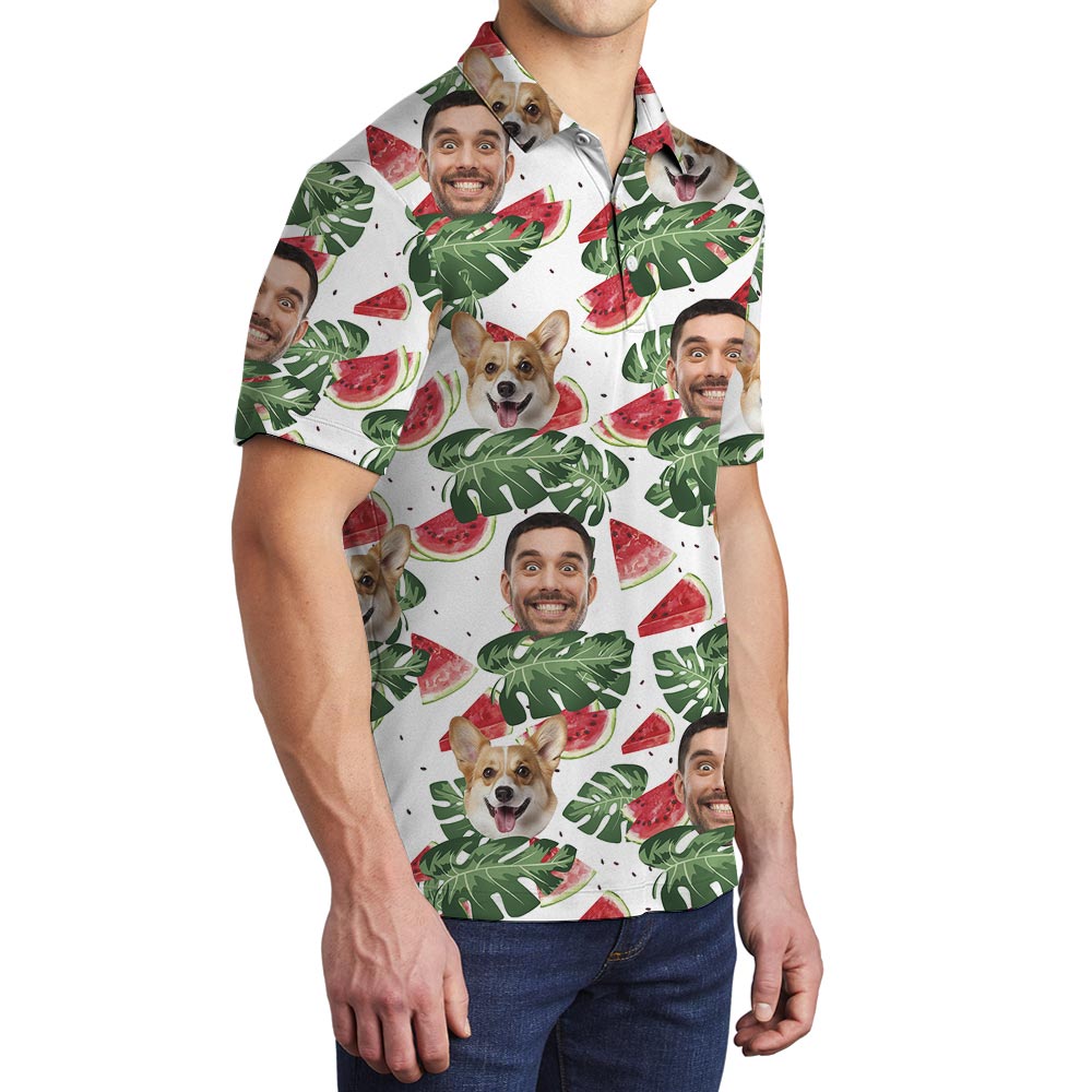 Personalized Men's Polo Shirt With Watermelon Print