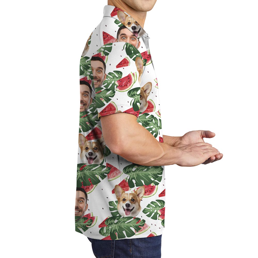 Personalized Men's Polo Shirt With Watermelon Print