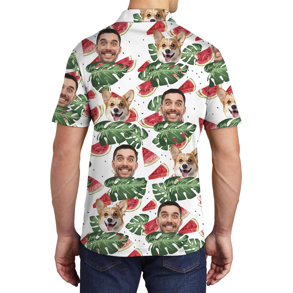 Personalized Men's Polo Shirt With Watermelon Print