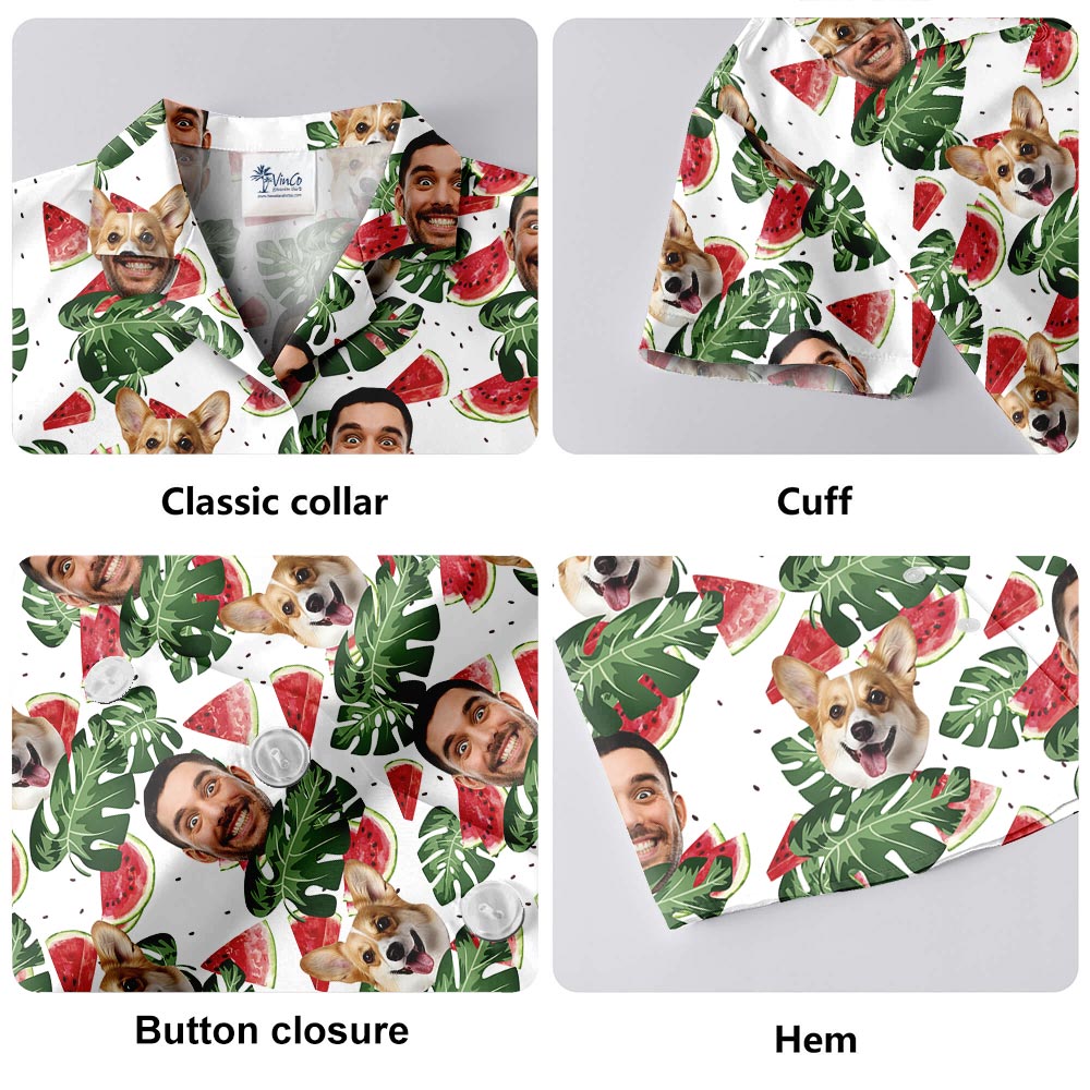 Custom Watermelon Printed Hawaiian Shirts With Your Photo And Pets