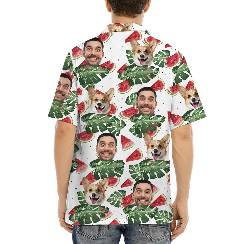 Custom Watermelon Printed Hawaiian Shirts With Your Photo And Pets