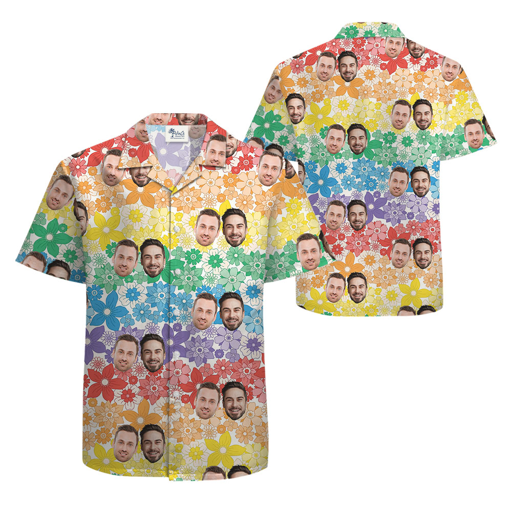 Pride Button Up Shirt With 1-5 Faces