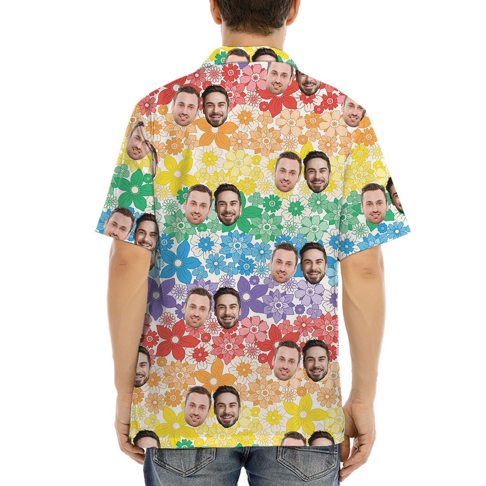 Pride Button Up Shirt With 1-5 Faces
