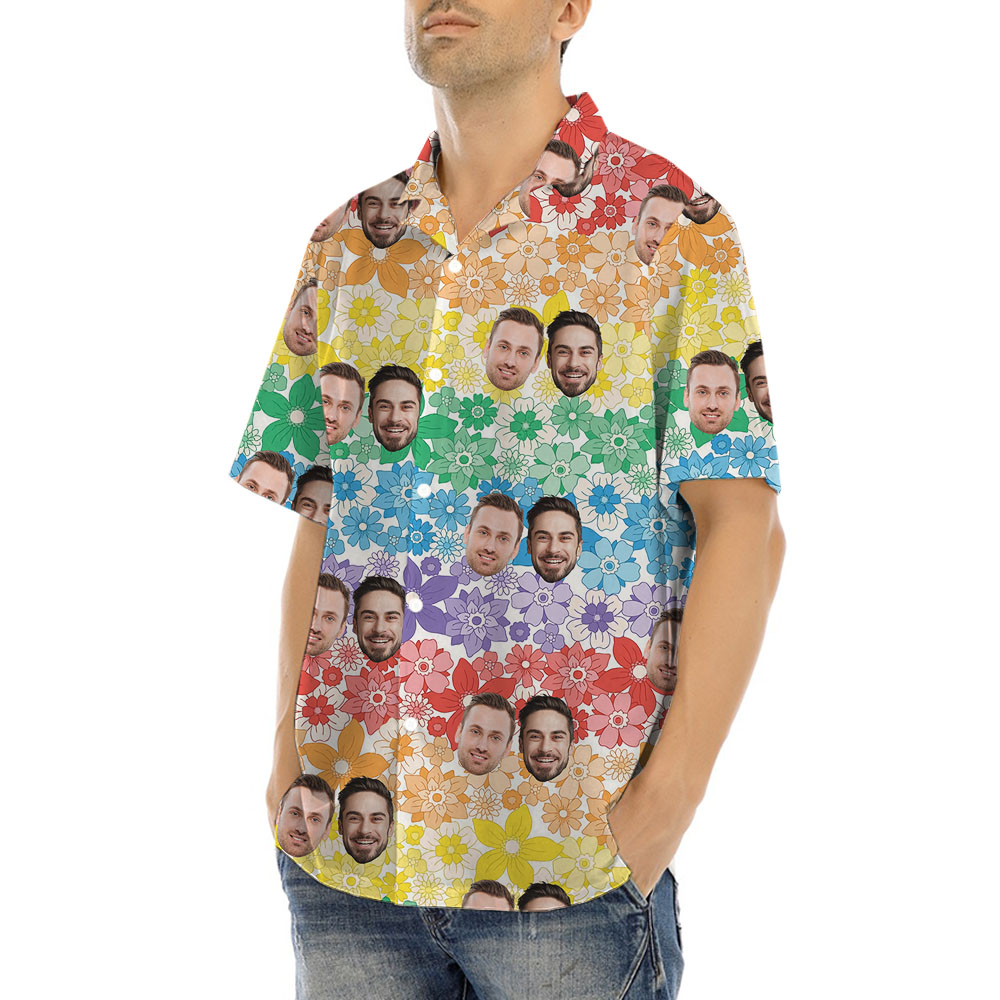 Pride Button Up Shirt With 1-5 Faces