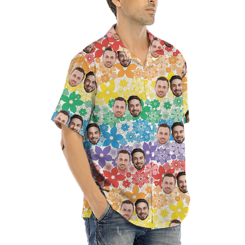 Pride Button Up Shirt With 1-5 Faces