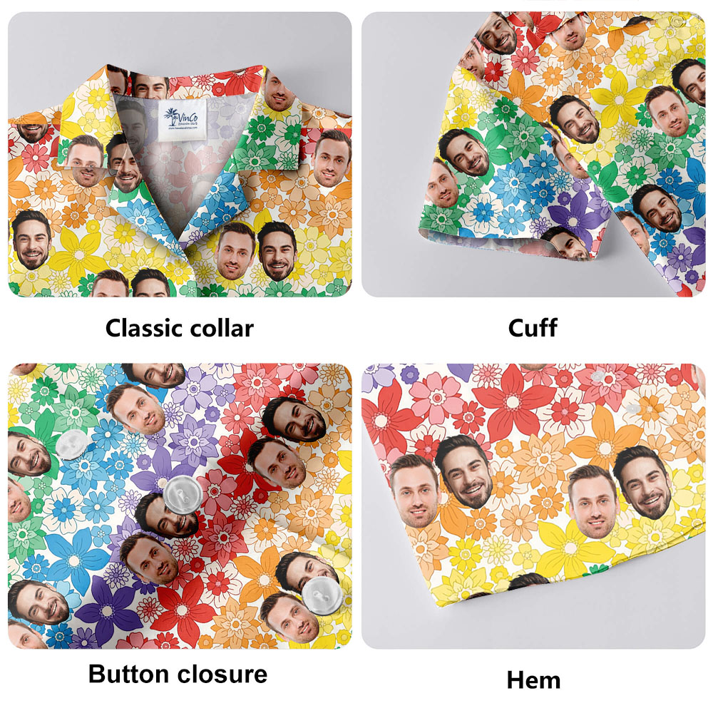 Pride Button Up Shirt With 1-5 Faces