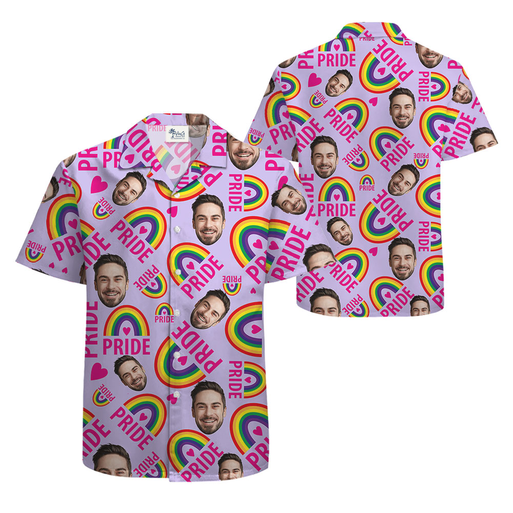 Pride Rainbow Custom Face Hawaiian Shirt