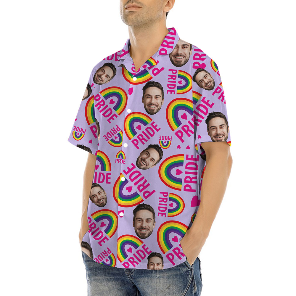 Pride Rainbow Custom Face Hawaiian Shirt