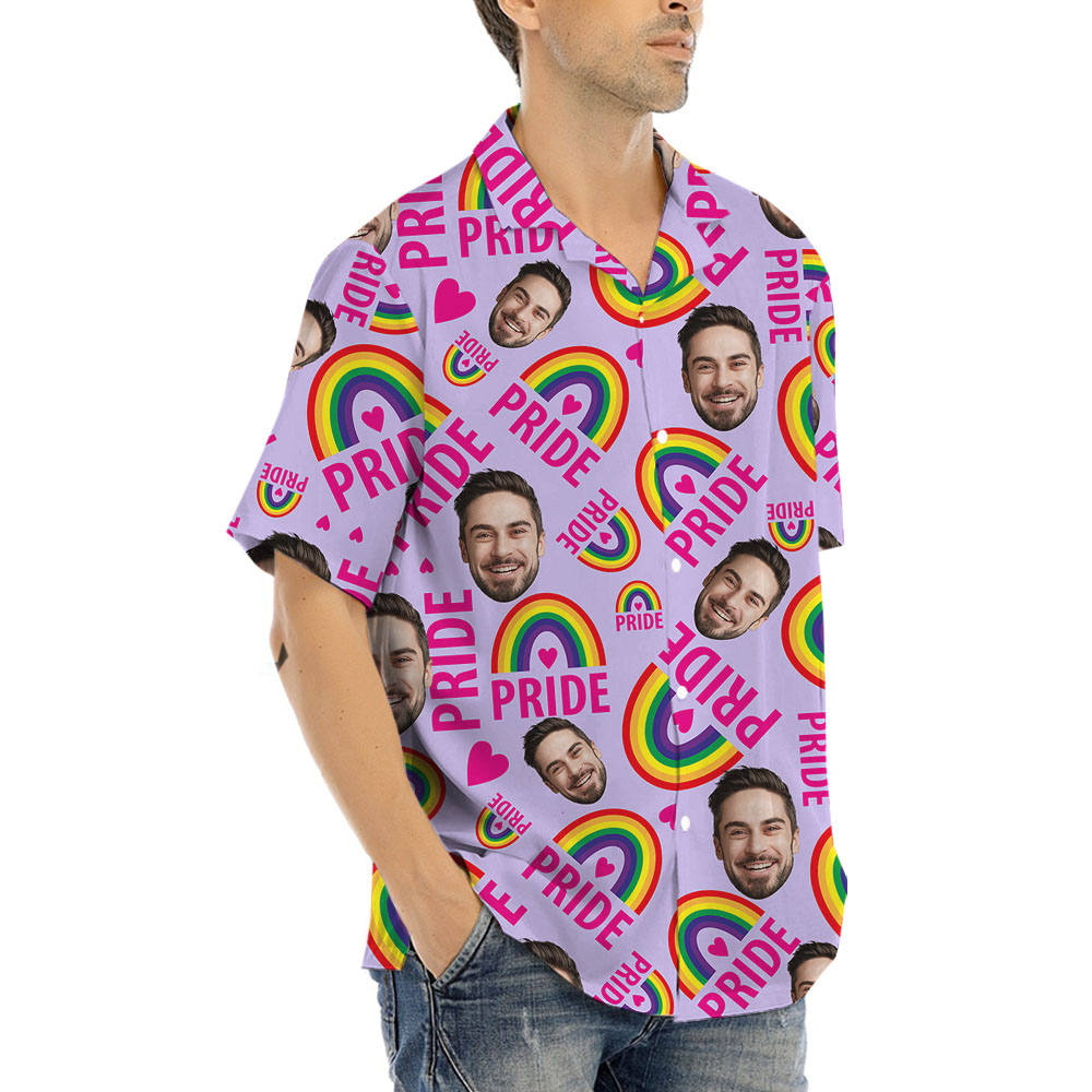 Pride Rainbow Custom Face Hawaiian Shirt