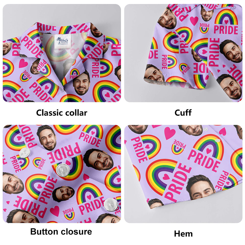 Pride Rainbow Custom Face Hawaiian Shirt
