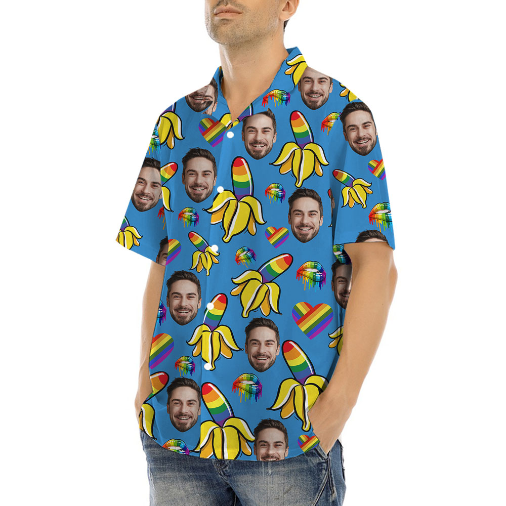 Custom Face LGBT Banana Hawaiian Shirt