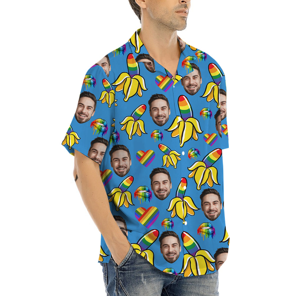 Custom Face LGBT Banana Hawaiian Shirt
