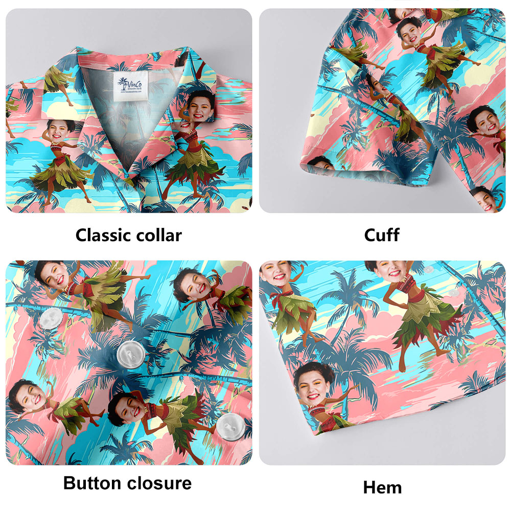 Funny Custom Face On Hula Girl Hawaiian Shirt