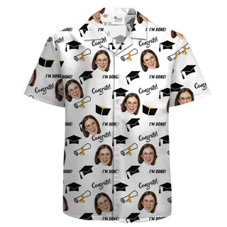 Congratulation Graduation Cotton Hawaiian Shirt With 1-5 Faces